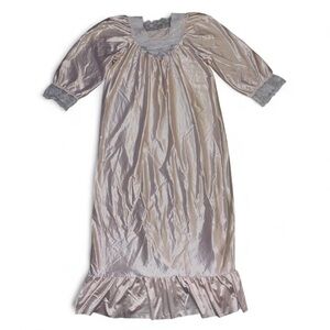 Vintage Silvery Pink Lace Full Length Nightgown Large